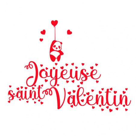 Sticker Mural Et Vitrine Joyeuse Saint Valentin Et Son Panda