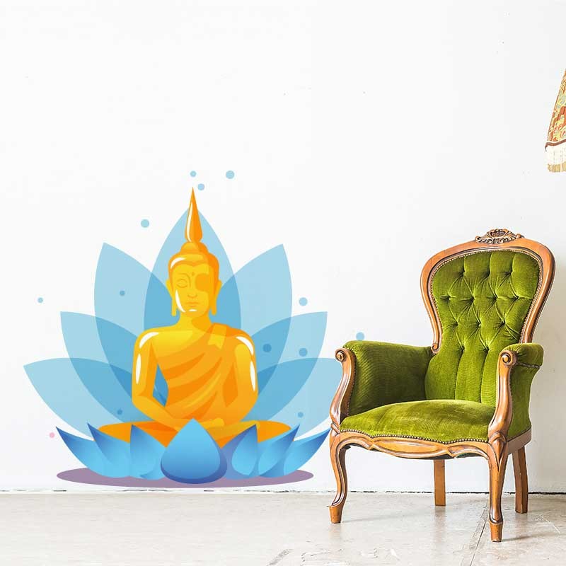 Sticker Bouddha assis sur lotus