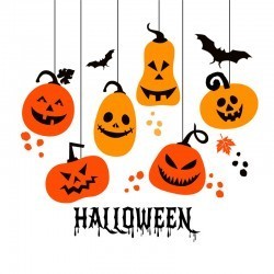 Sticker Halloween Vitrine – Citrouilles et Bonbons