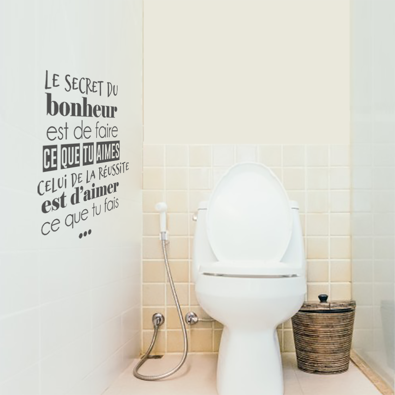 Sticker mural Avec nous sur les toilettes - Blanc - 100 x 76 cm -  Muursticker4Sale