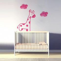 Stickers muraux Girafe et petits nuages