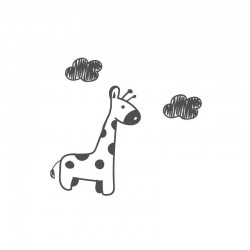 Stickers muraux Girafe et petits nuages