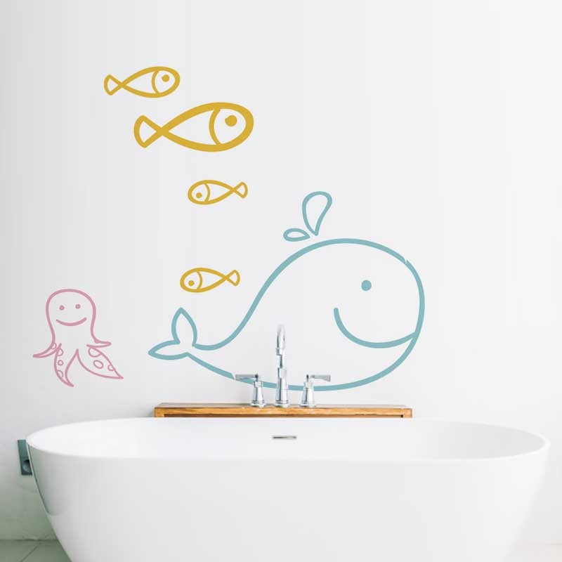 Stickers dessins animaux marins
