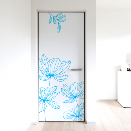 Stickers décor floral porte mur cabine de douche