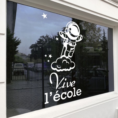 Stickers vitrines vive l'école astronaute