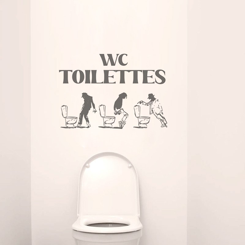 Sticker humour pour les toilettes Je chie donc j'essuie
