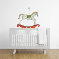 Sticker imprimé mural cheval à bascule