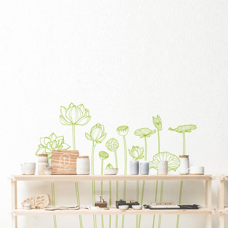 sticker mural & vitrine décoration végétal fleurs de coquelicots