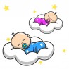 Stickers muraux bébés endormis sur nuages