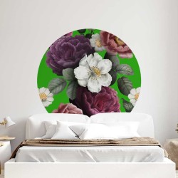 Autocollant rond floral