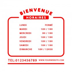 Horaires boutique personnalisables