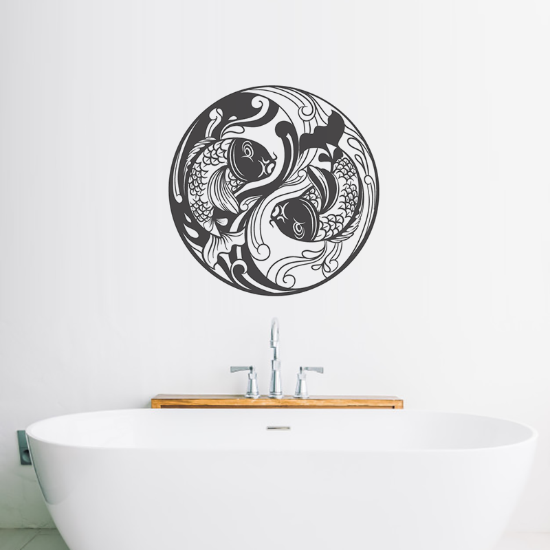 Sticker mural yin yang carpes