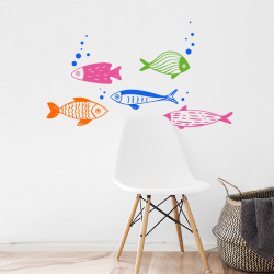 Sticker mural décor de poissons